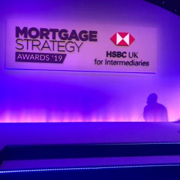The logo backdrop to the mortgage strategy awards ceremony