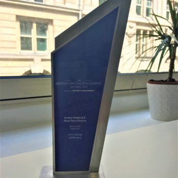 The British Specialist Lending Awards - award on desk