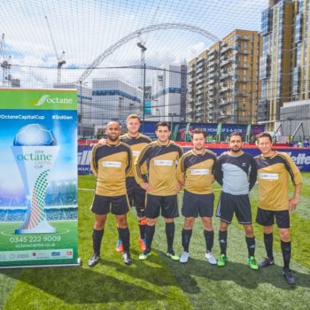 LDN group playing a football game at the annual octane capital cup