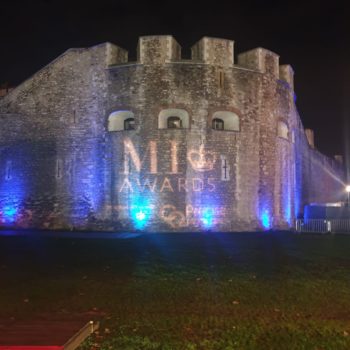 Mortgage introducer awards logo being projected on the side of the Tower of London